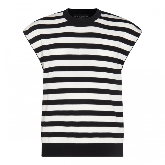 WHITE AND BLACK COTTON TOP