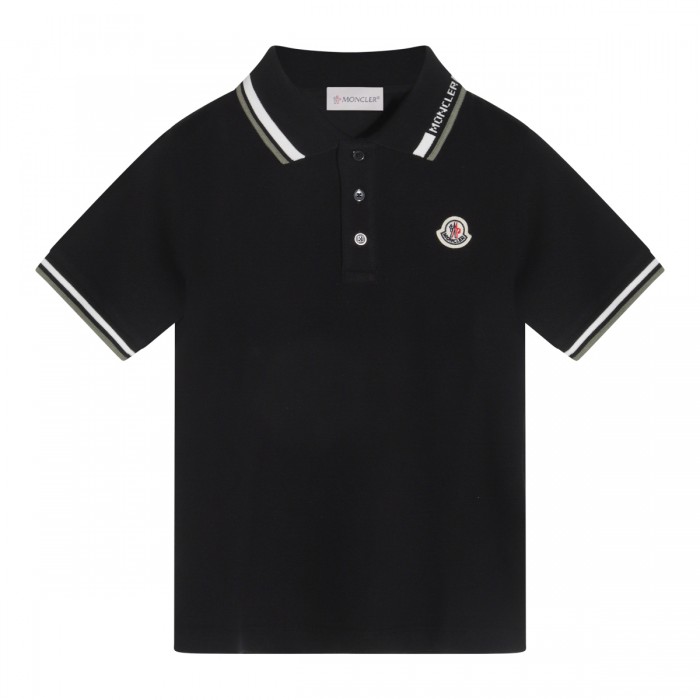 BLACK COTTON POLO SHIRT
