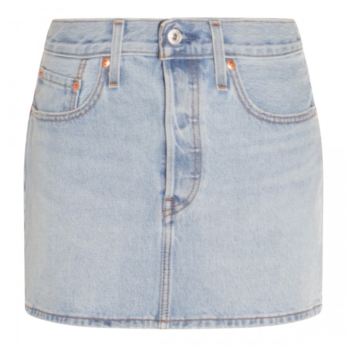 LIGHT BLUE COTTON MINI SKIRT