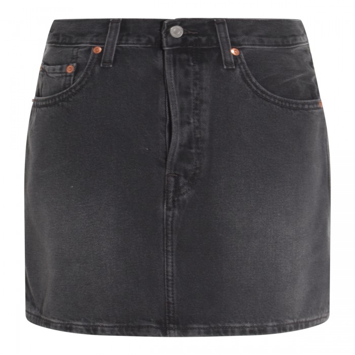 BLACK COTTON MINI SKIRT
