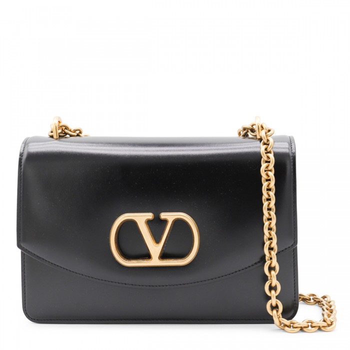 BLACK LEATHER VAIN SHOULDER...