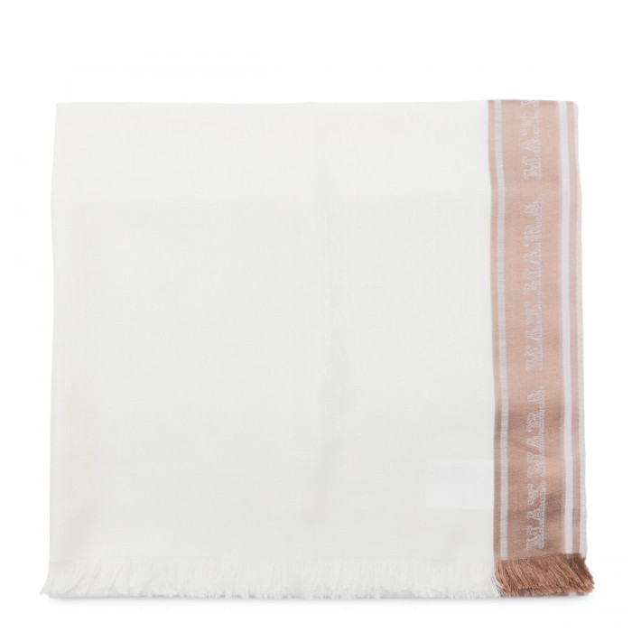 WHITE AND BEIGE SILK SCARVES