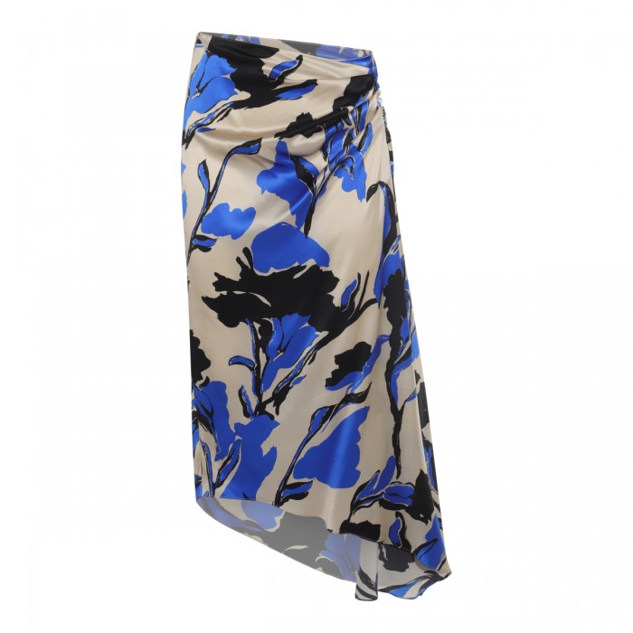 BLUE AND BLACK SILK SKIRT