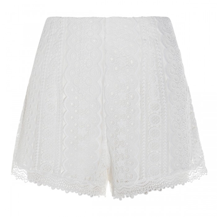 WHITE COTTON BLEND SHORTS