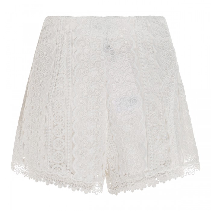 WHITE COTTON BLEND SHORTS 2