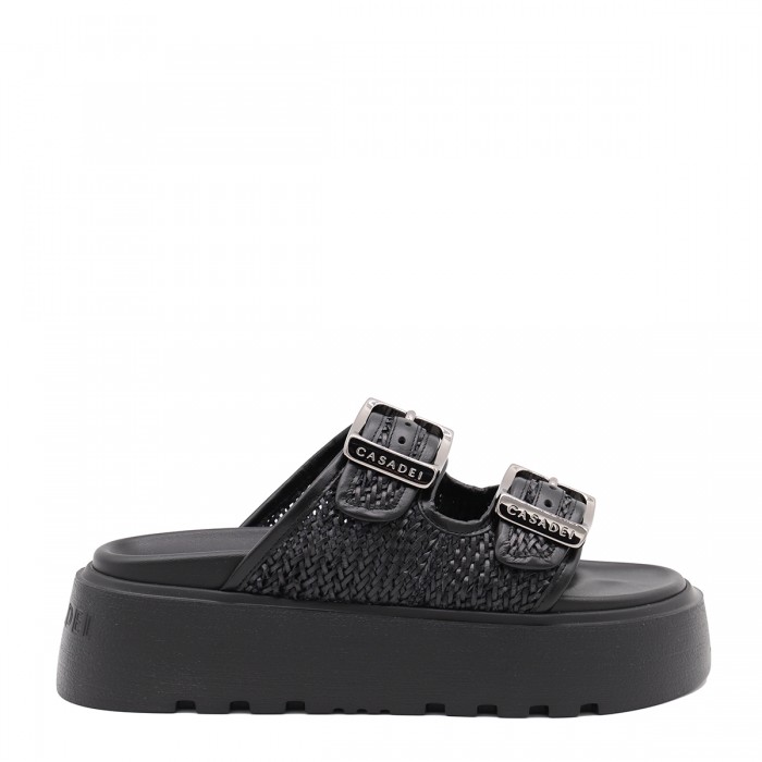 BLACK LEATHER FLATS