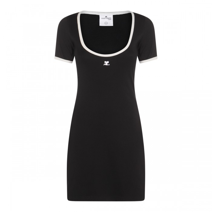 BLACK COTTON MINI DRESS
