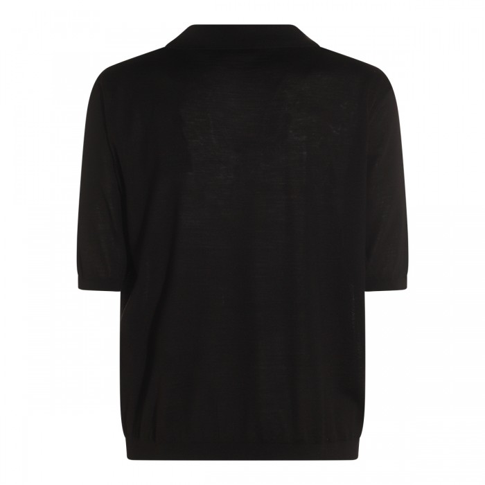 BLACK WOOL POLO SHIRT 2