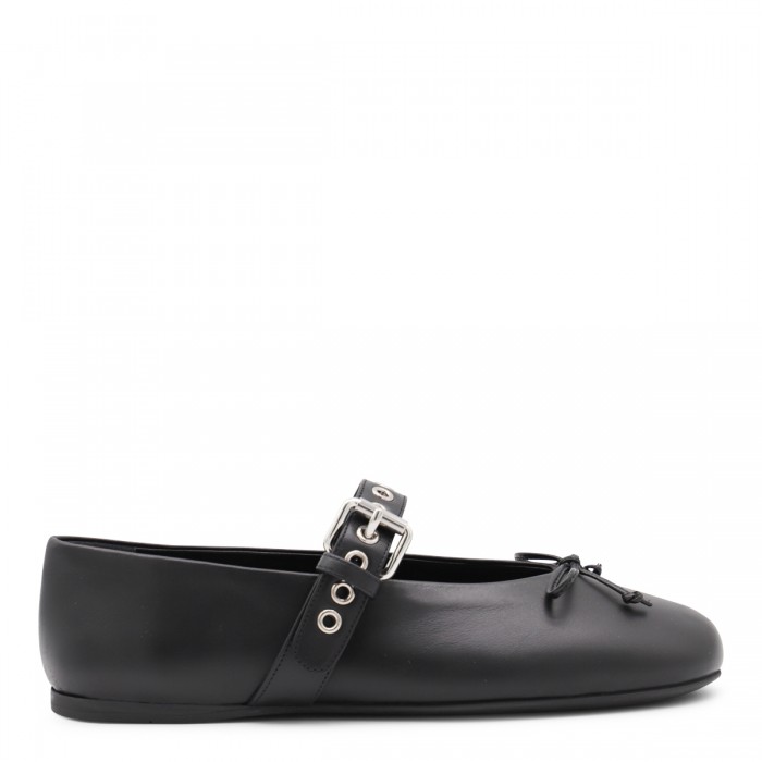 BLACK LEATHER FLAT