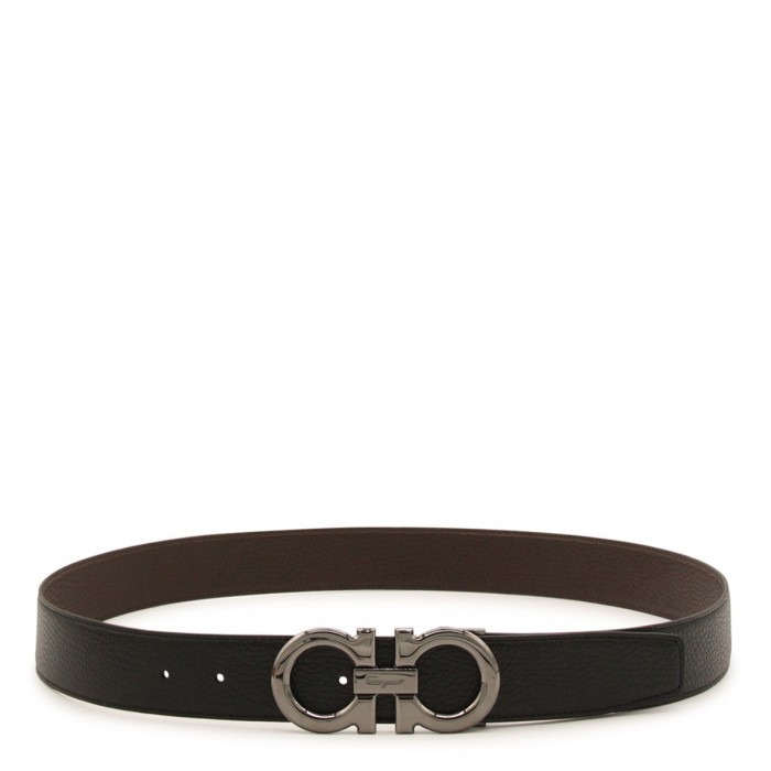 BLACK LEATHER GANCINI BELT