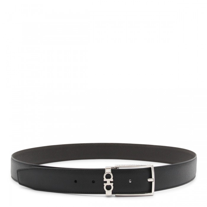 BLACK AND SILVER LEATHER BELT