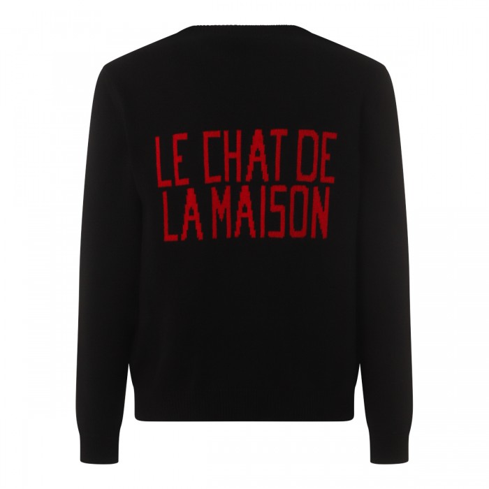 BLACK COTTON AND WOOL KNITWEAR 2