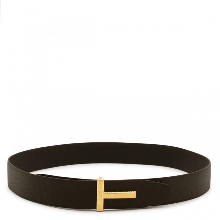 BLACK AND GOLD LEATHER BELT