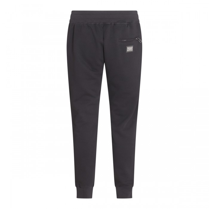 BLACK COTTON TRACK PANTS 2