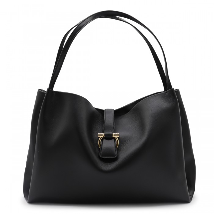 BLACK LEATHER SHOULDER BAG