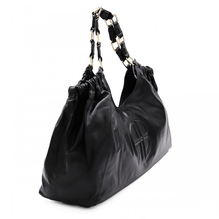 BLACK LEATHER KATE TOTE BAG 2