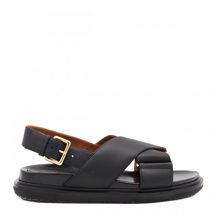 BLACK LEATHER SANDALS