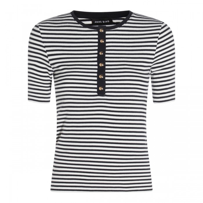 BLACK AND WHITE COTTON T-SHIRT