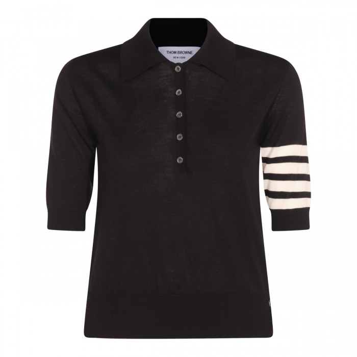 NAVY WOOL POLO SHIRT