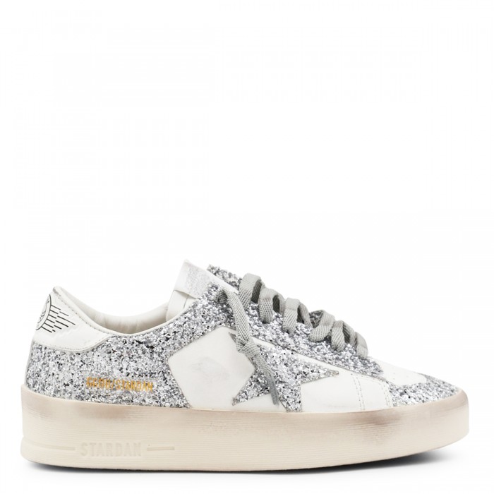 WHITE AND GREY LEATHER...