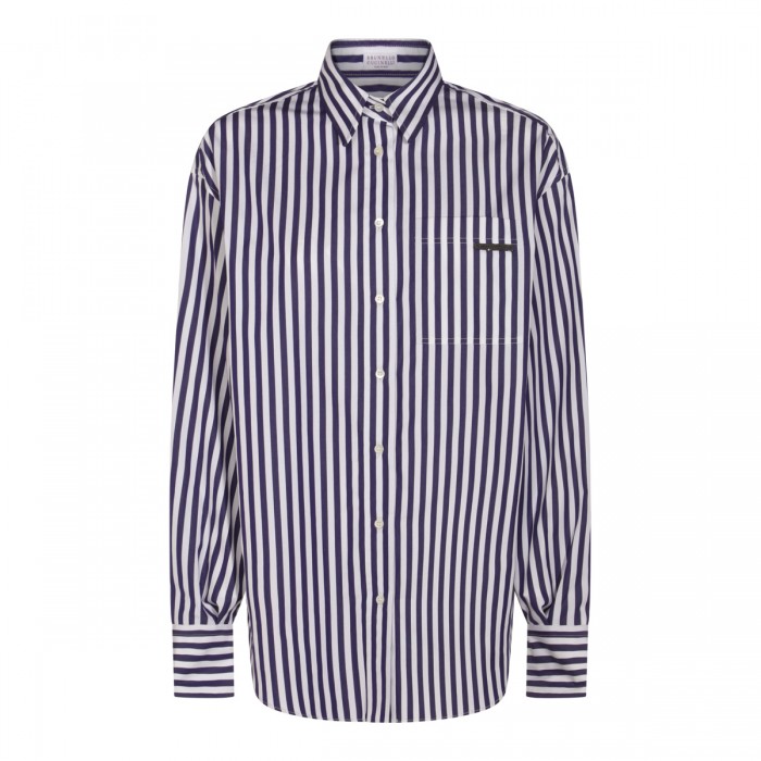 WHITE AND BLUE COTTON SHIRT