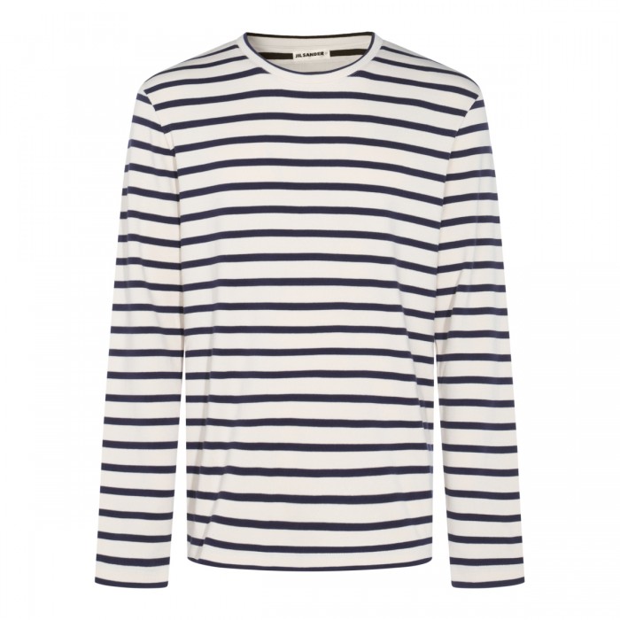WHITE AND BLUE COTTON KNITWEAR