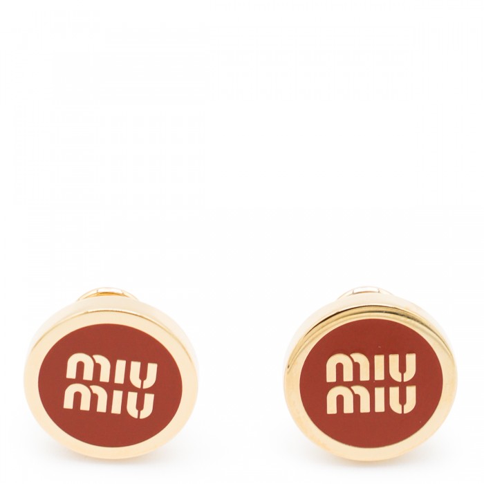 BROWN AND GOLD METAL EARRINGS