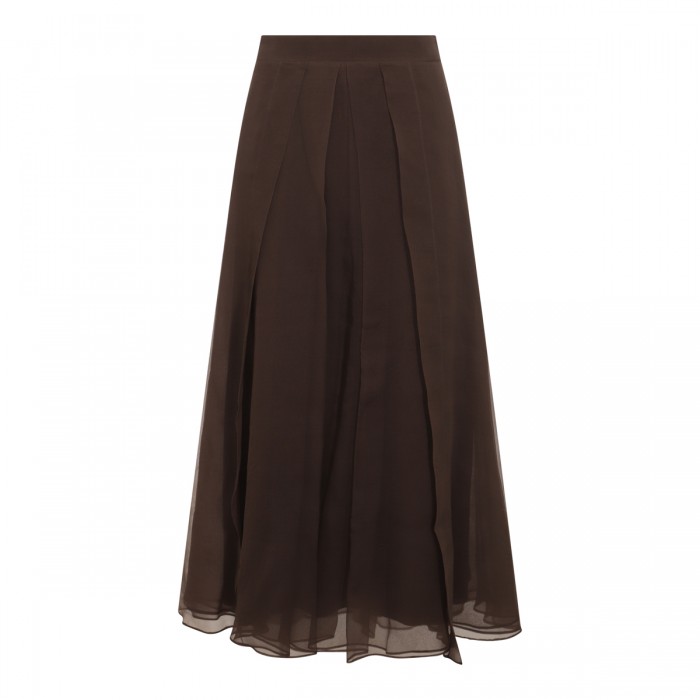 DARK BROWN SILK SKIRT