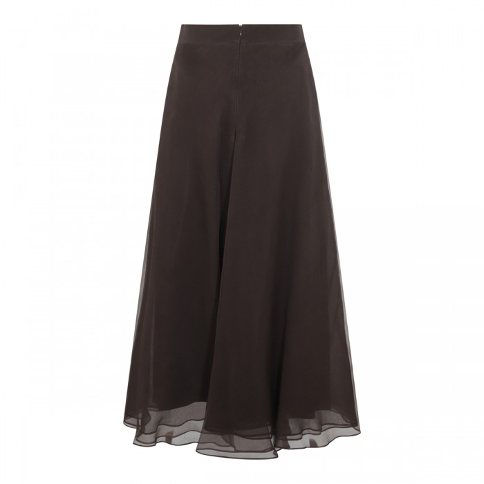 DARK BROWN SILK SKIRT 2