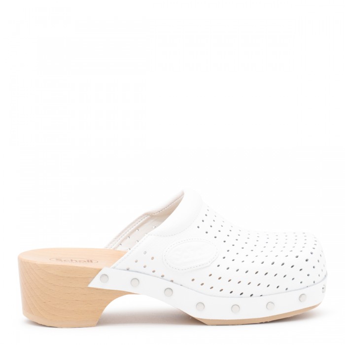 WHITE LEATHER SCHOLL SANDALS