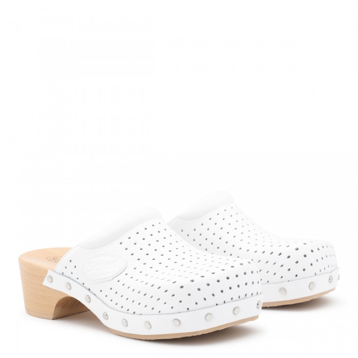 WHITE LEATHER SCHOLL SANDALS 2