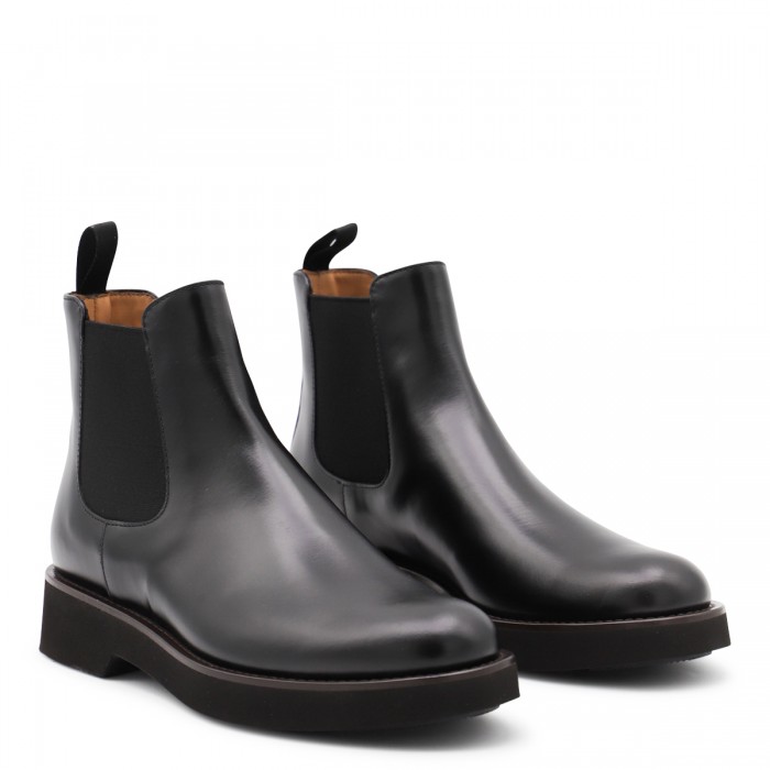 BLACK LEATHER MONMOUTH BOOTS 2