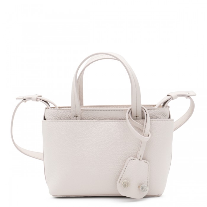 WHITE LEATHER TOP HANDLE BAG