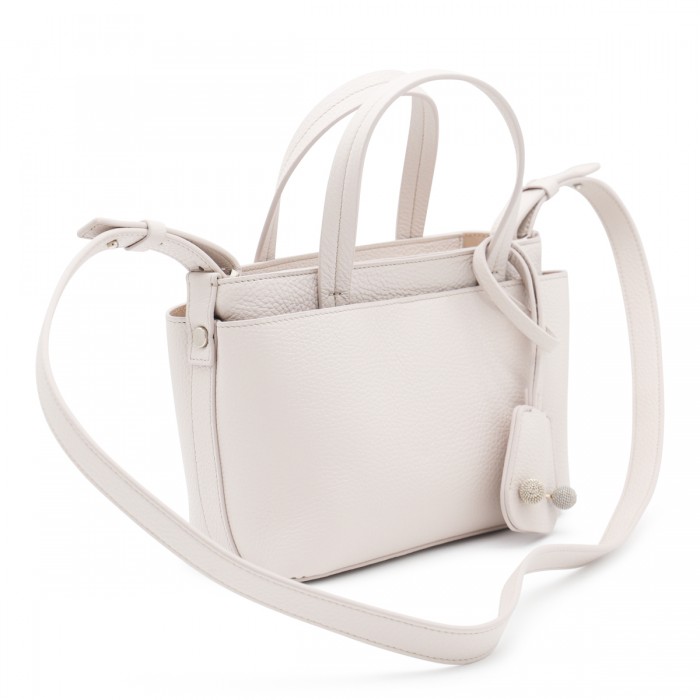 WHITE LEATHER TOP HANDLE BAG 2