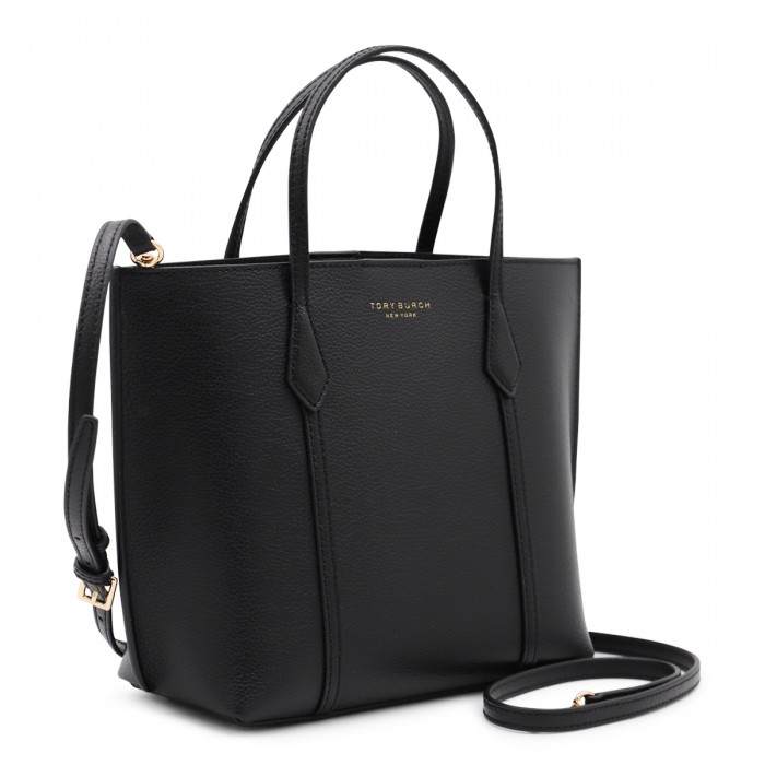 BLACK LEATHER PERRY TOTE BAG 2