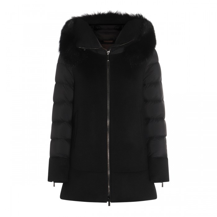 BLACK WOOL DOWN JACKET