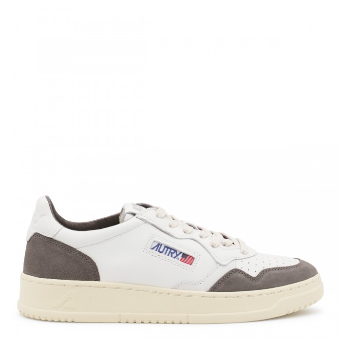 WHITE AND GREY LEATHER...