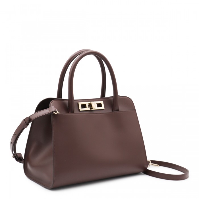 BROWN LEATHER TOP HANDLE BAG 2