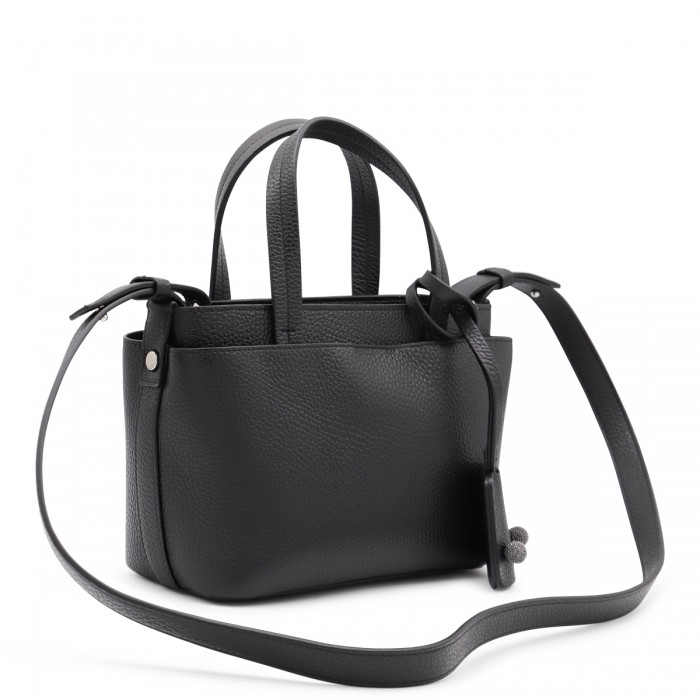 BLACK LEATHER TOP HANDLE BAG 2