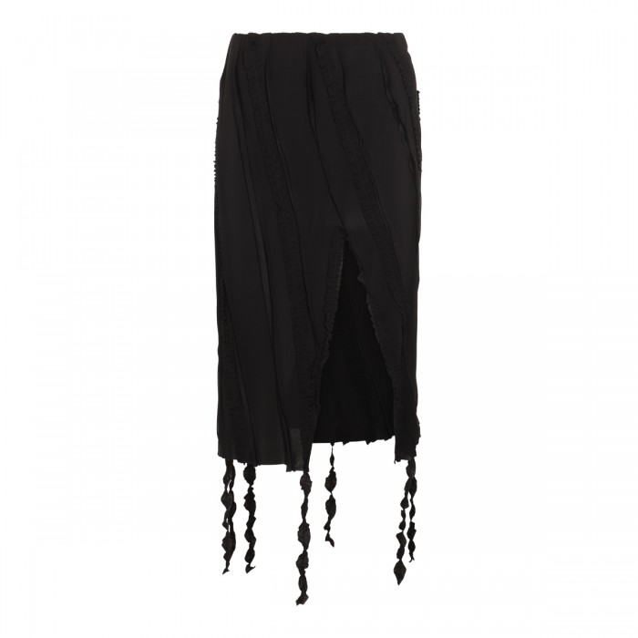 BLACK VISCOSE MIDI SKIRT