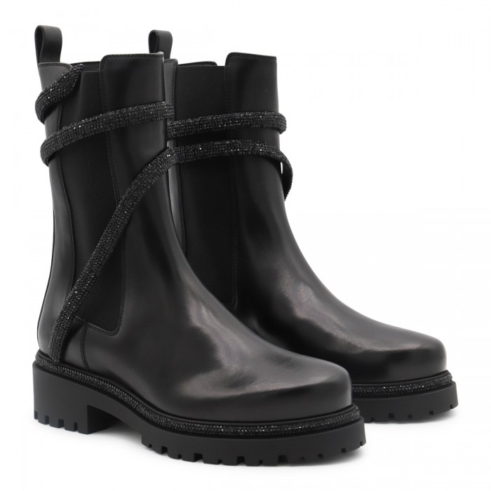 BLACK LEATHER CLEO BOOTS 2