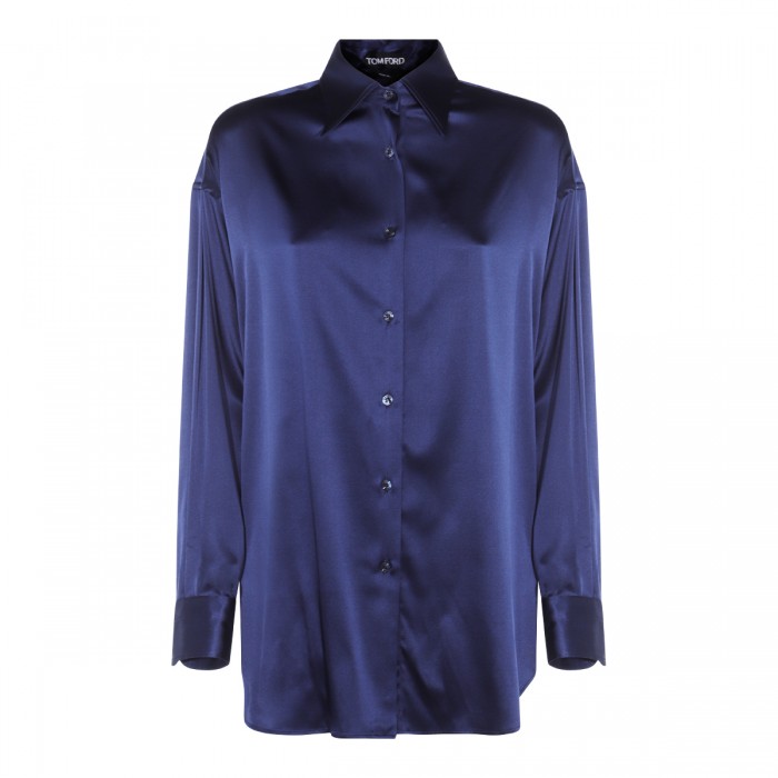 DARK BLUE SILK SHIRT