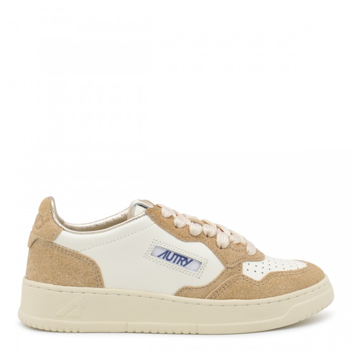 BEIGE AND BROWN LEATHER...