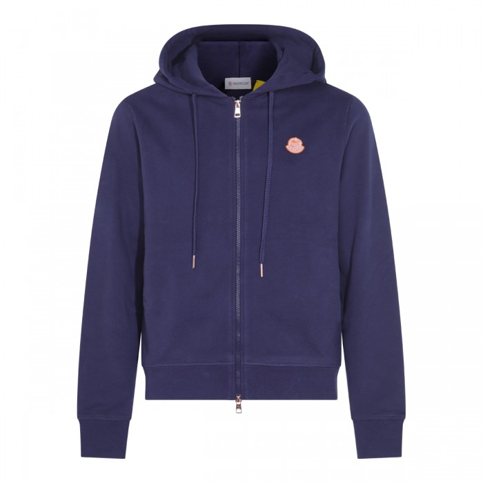 NAVY COTTON ZIP-UP HOODIE