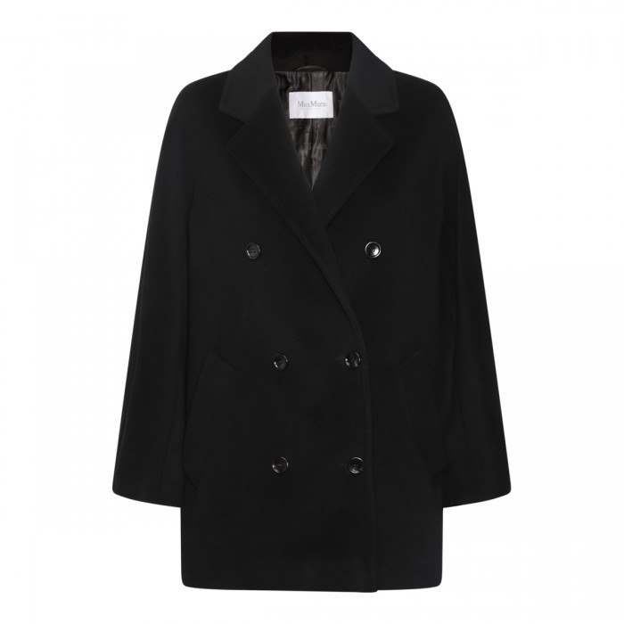 BLACK WOOL REBUS COAT