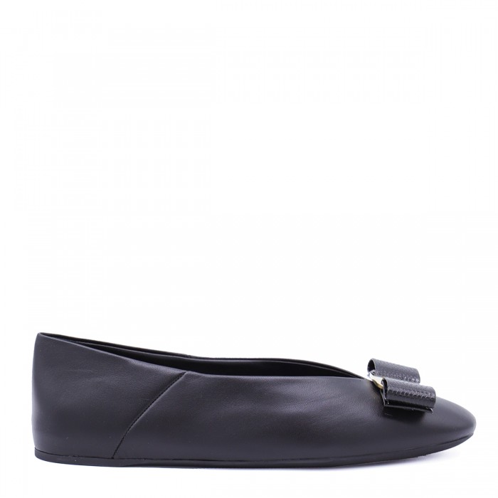 BLACK LEATHER VANNA FLATS