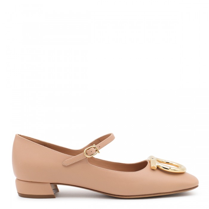 BEIGE LEATHER MARRY PUMPS