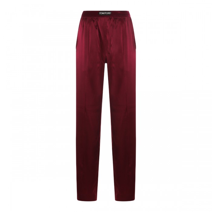 DARK RED SILK PANTS