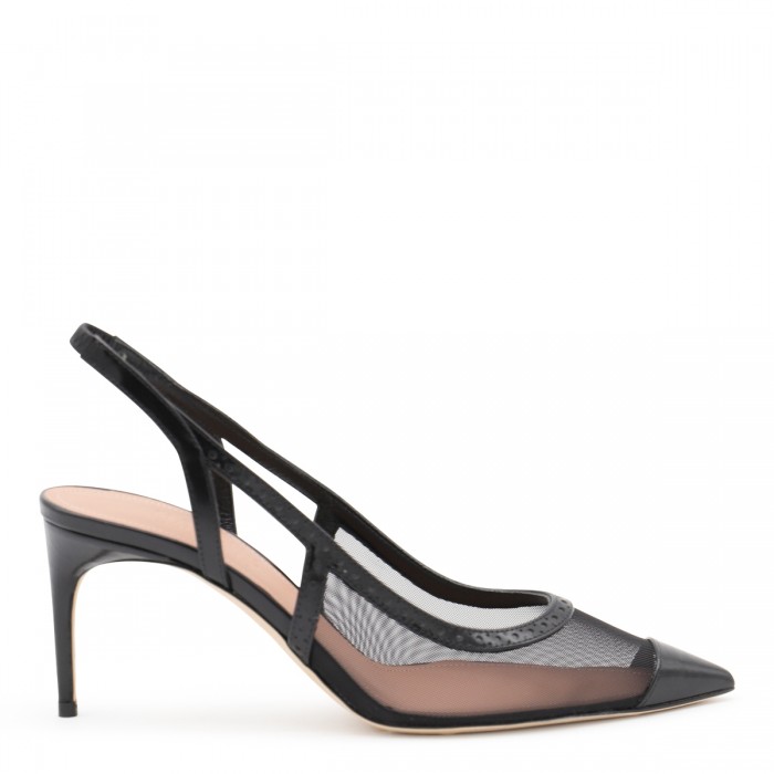 BLACK LEATHER AUBREY 70 PUMPS