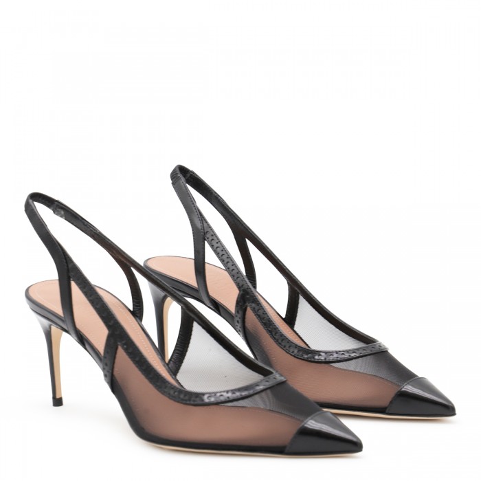 BLACK LEATHER AUBREY 70 PUMPS 2